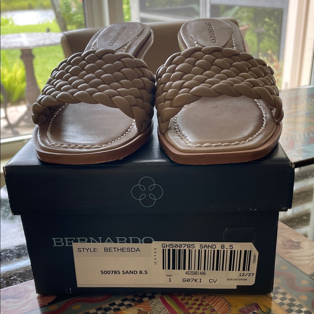 Bernardo Tan Woven Slide Sandals - Picture 2 of 6